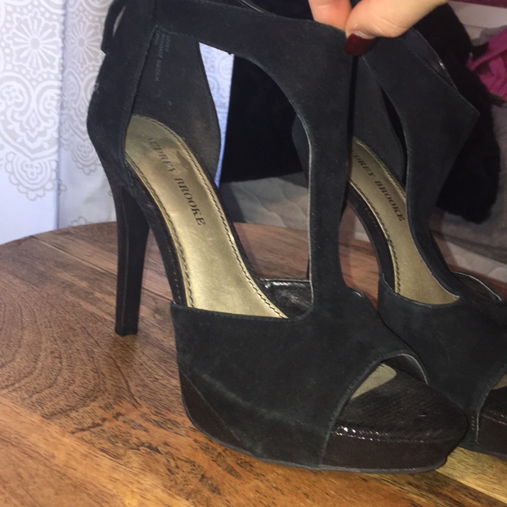 Audrey Brooke black suede stiletto. Size 8